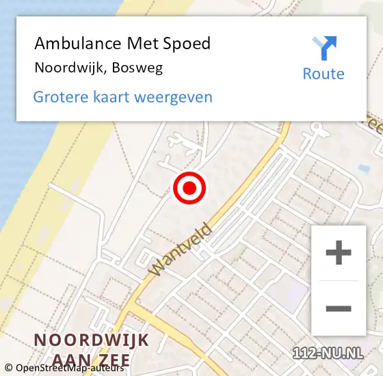 Locatie op kaart van de 112 melding: Ambulance Met Spoed Naar Noordwijk, Bosweg op 21 mei 2023 09:25