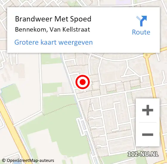 Locatie op kaart van de 112 melding: Brandweer Met Spoed Naar Bennekom, Van Kellstraat op 21 mei 2023 09:29