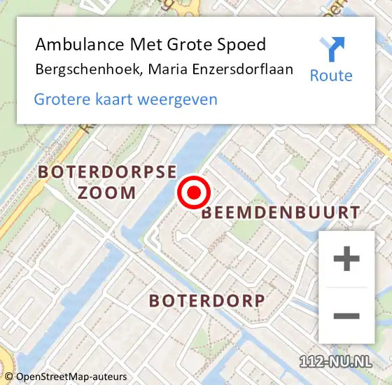 Locatie op kaart van de 112 melding: Ambulance Met Grote Spoed Naar Bergschenhoek, Maria Enzersdorflaan op 21 mei 2023 09:30