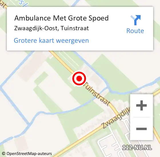 Locatie op kaart van de 112 melding: Ambulance Met Grote Spoed Naar Zwaagdijk-Oost, Tuinstraat op 21 mei 2023 09:36
