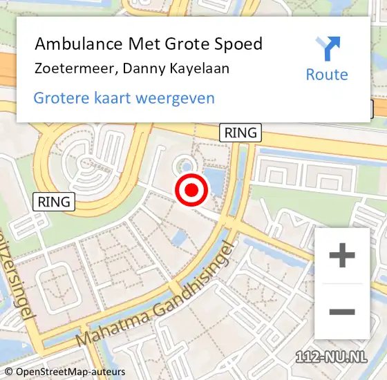 Locatie op kaart van de 112 melding: Ambulance Met Grote Spoed Naar Zoetermeer, Danny Kayelaan op 21 mei 2023 09:56