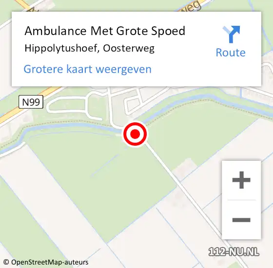 Locatie op kaart van de 112 melding: Ambulance Met Grote Spoed Naar Hippolytushoef, Oosterweg op 21 mei 2023 10:15