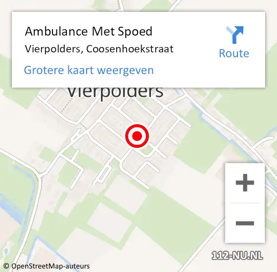 Locatie op kaart van de 112 melding: Ambulance Met Spoed Naar Vierpolders, Coosenhoekstraat op 21 mei 2023 10:23