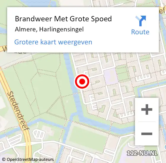 Locatie op kaart van de 112 melding: Brandweer Met Grote Spoed Naar Almere, Harlingensingel op 21 mei 2023 10:35