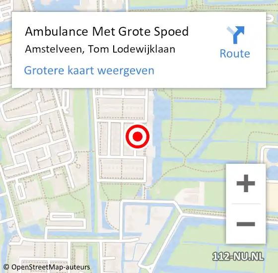 Locatie op kaart van de 112 melding: Ambulance Met Grote Spoed Naar Amstelveen, Tom Lodewijklaan op 21 mei 2023 10:44