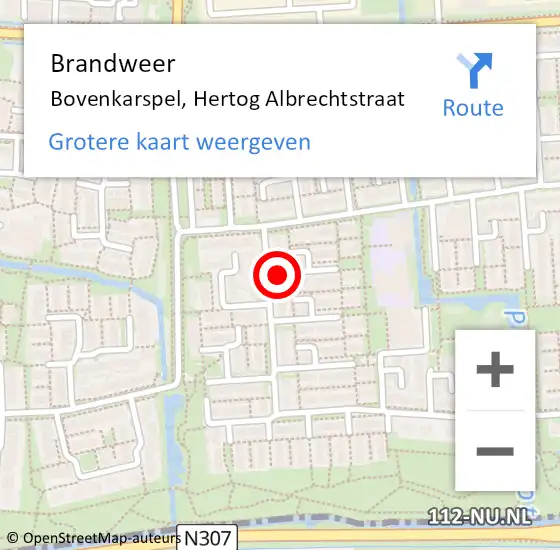 Locatie op kaart van de 112 melding: Brandweer Bovenkarspel, Hertog Albrechtstraat op 12 oktober 2013 17:33