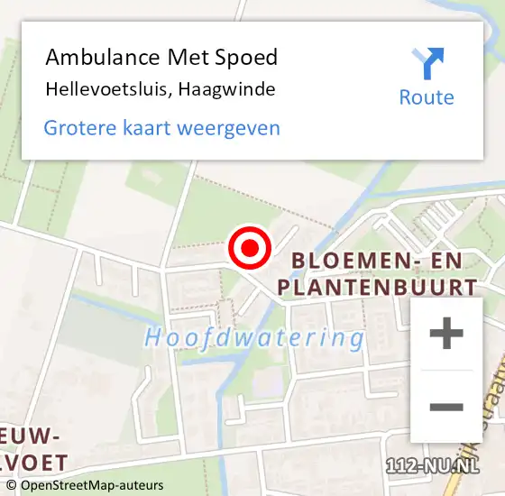 Locatie op kaart van de 112 melding: Ambulance Met Spoed Naar Hellevoetsluis, Haagwinde op 21 mei 2023 11:31