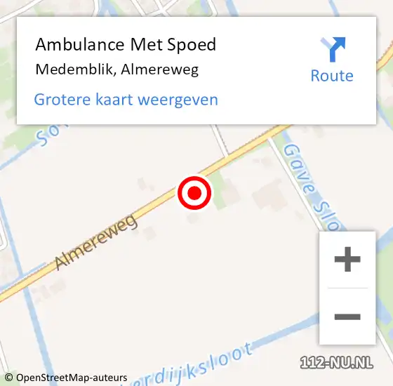 Locatie op kaart van de 112 melding: Ambulance Met Spoed Naar Medemblik, Almereweg op 21 mei 2023 11:33