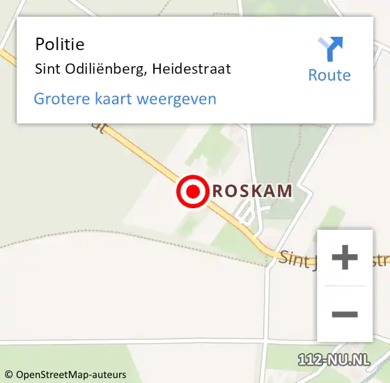 Locatie op kaart van de 112 melding: Politie Sint Odiliënberg, Heidestraat op 21 mei 2023 11:43