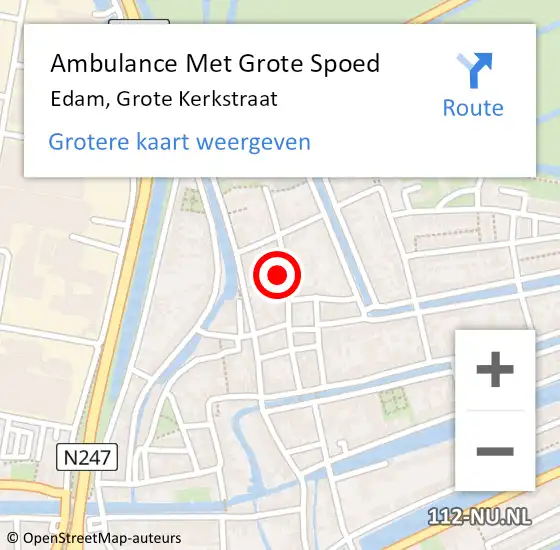 Locatie op kaart van de 112 melding: Ambulance Met Grote Spoed Naar Edam, Grote Kerkstraat op 21 mei 2023 11:48