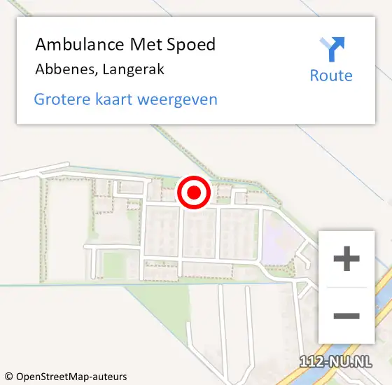 Locatie op kaart van de 112 melding: Ambulance Met Spoed Naar Abbenes, Langerak op 21 mei 2023 12:24