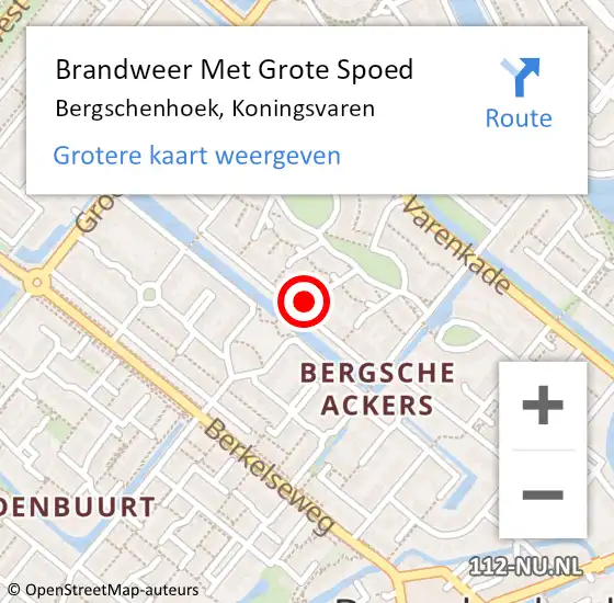 Locatie op kaart van de 112 melding: Brandweer Met Grote Spoed Naar Bergschenhoek, Koningsvaren op 21 mei 2023 13:10