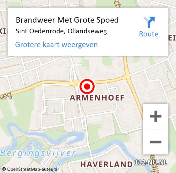 Locatie op kaart van de 112 melding: Brandweer Met Grote Spoed Naar Sint Oedenrode, Ollandseweg op 21 mei 2023 13:28