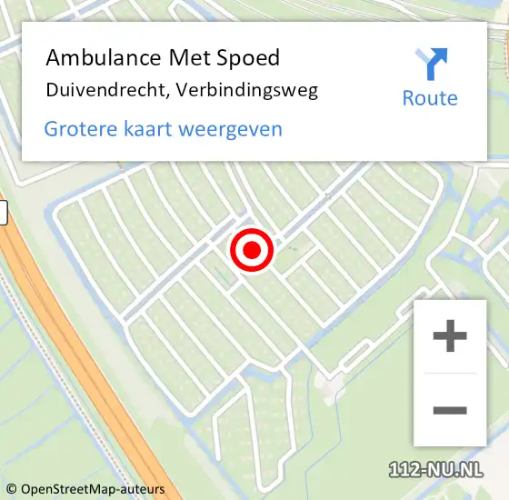 Locatie op kaart van de 112 melding: Ambulance Met Spoed Naar Duivendrecht, Verbindingsweg op 21 mei 2023 13:39