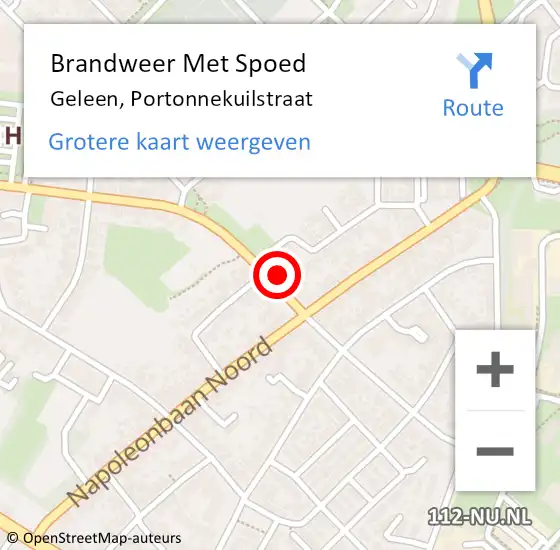 Locatie op kaart van de 112 melding: Brandweer Met Spoed Naar Geleen, Portonnekuilstraat op 21 mei 2023 13:43