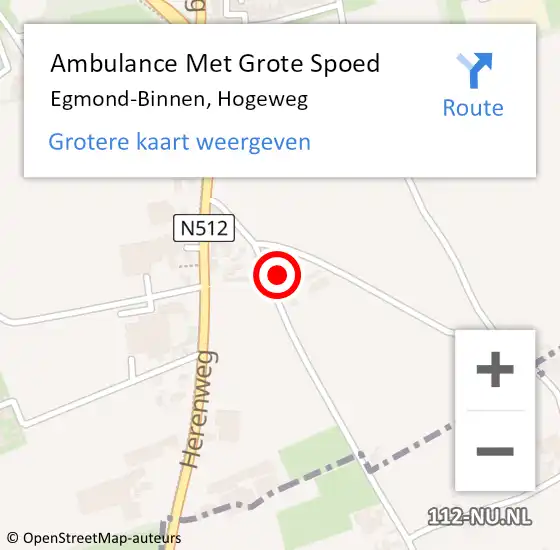 Locatie op kaart van de 112 melding: Ambulance Met Grote Spoed Naar Egmond-Binnen, Hogeweg op 21 mei 2023 13:46