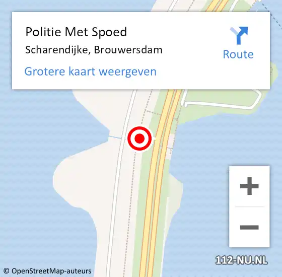 Locatie op kaart van de 112 melding: Politie Met Spoed Naar Scharendijke, Brouwersdam op 21 mei 2023 13:47