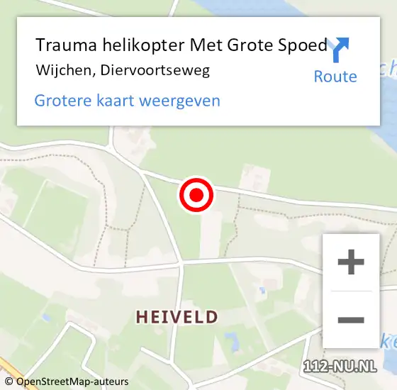 Locatie op kaart van de 112 melding: Trauma helikopter Met Grote Spoed Naar Wijchen, Diervoortseweg op 21 mei 2023 13:49