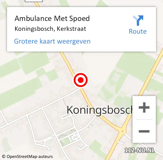 Locatie op kaart van de 112 melding: Ambulance Met Spoed Naar Koningsbosch, Kerkstraat op 26 augustus 2014 09:10