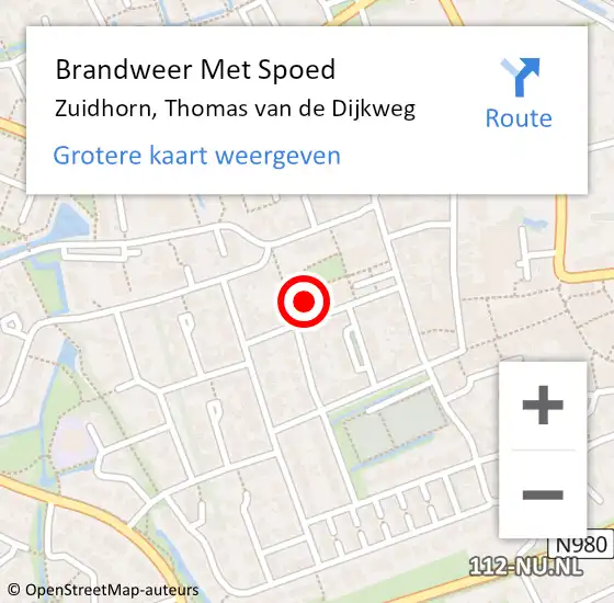 Locatie op kaart van de 112 melding: Brandweer Met Spoed Naar Zuidhorn, Thomas van de Dijkweg op 21 mei 2023 13:54