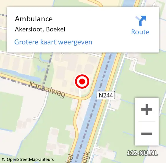 Locatie op kaart van de 112 melding: Ambulance Akersloot, Boekel op 21 mei 2023 13:59