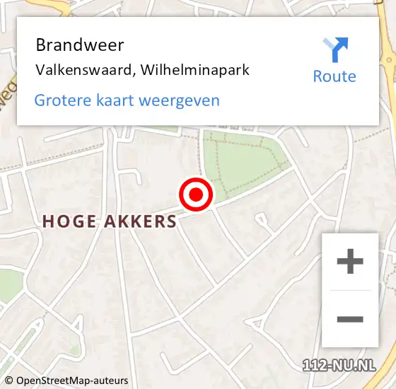 Locatie op kaart van de 112 melding: Brandweer Valkenswaard, Wilhelminapark op 21 mei 2023 14:01