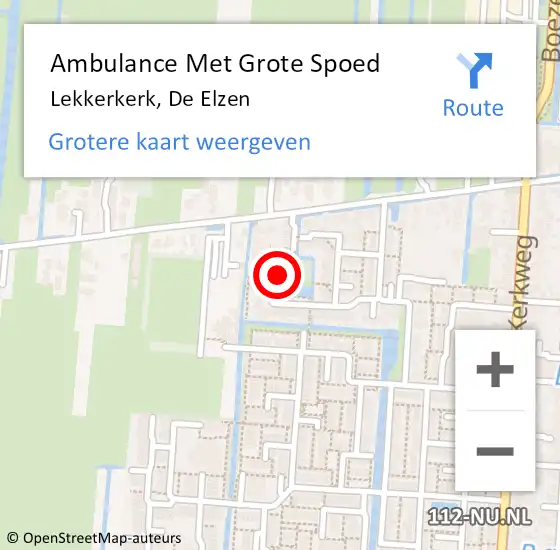 Locatie op kaart van de 112 melding: Ambulance Met Grote Spoed Naar Lekkerkerk, De Elzen op 21 mei 2023 15:04