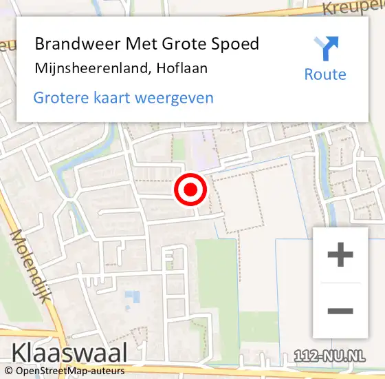 Locatie op kaart van de 112 melding: Brandweer Met Grote Spoed Naar Mijnsheerenland, Hoflaan op 21 mei 2023 15:10