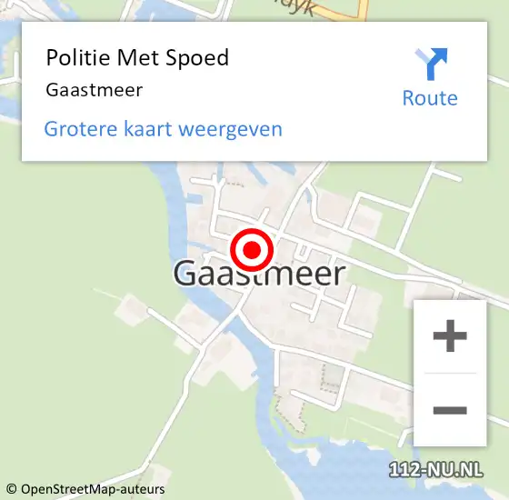 Locatie op kaart van de 112 melding: Politie Met Spoed Naar Gaastmeer op 21 mei 2023 15:19