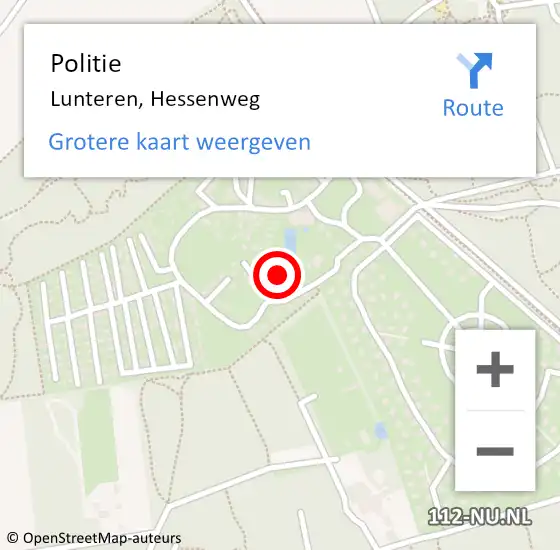 Locatie op kaart van de 112 melding: Politie Lunteren, Hessenweg op 21 mei 2023 15:21