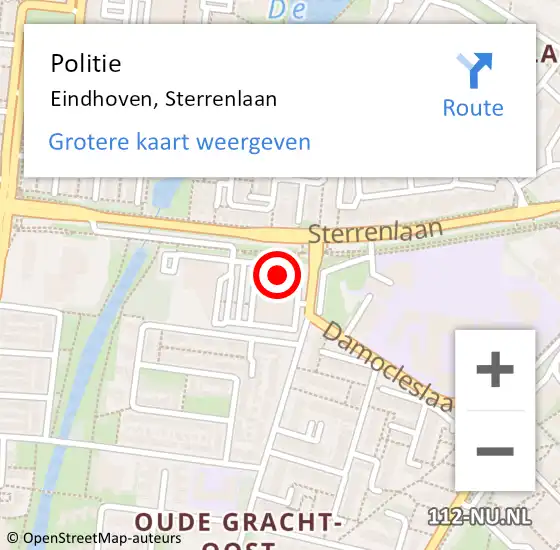 Locatie op kaart van de 112 melding: Politie Eindhoven, Sterrenlaan op 21 mei 2023 15:41