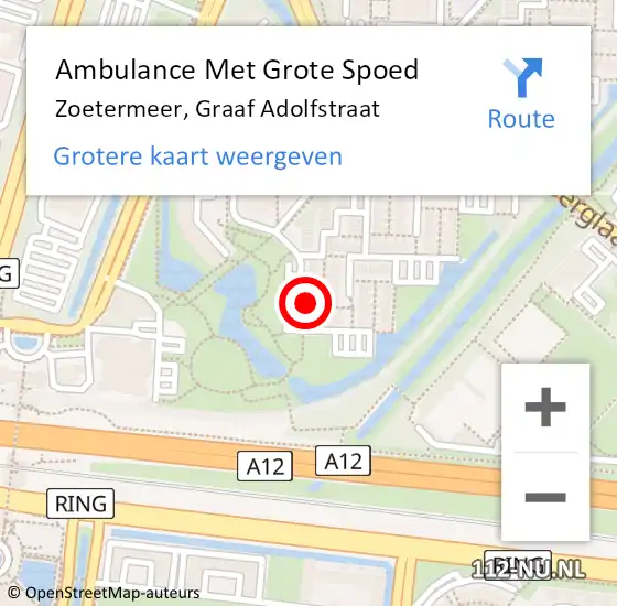 Locatie op kaart van de 112 melding: Ambulance Met Grote Spoed Naar Zoetermeer, Graaf Adolfstraat op 21 mei 2023 16:07