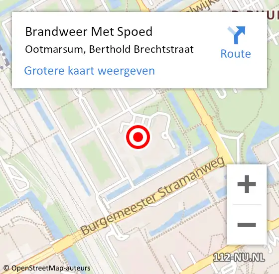 Locatie op kaart van de 112 melding: Brandweer Met Spoed Naar Ootmarsum, Berthold Brechtstraat op 21 mei 2023 16:15