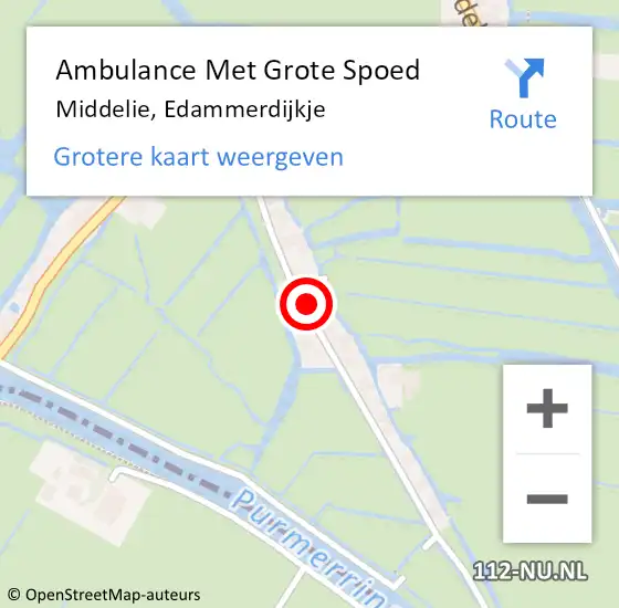 Locatie op kaart van de 112 melding: Ambulance Met Grote Spoed Naar Middelie, Edammerdijkje op 21 mei 2023 16:45