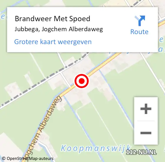 Locatie op kaart van de 112 melding: Brandweer Met Spoed Naar Jubbega, Jogchem Alberdaweg op 21 mei 2023 17:01