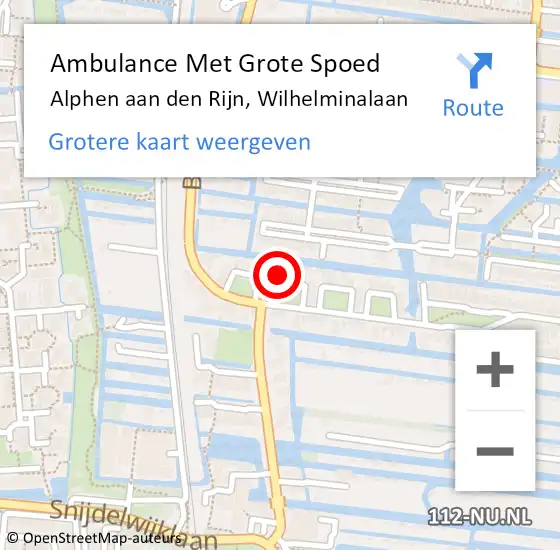 Locatie op kaart van de 112 melding: Ambulance Met Grote Spoed Naar Alphen aan den Rijn, Wilhelminalaan op 21 mei 2023 17:06