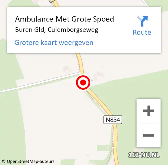 Locatie op kaart van de 112 melding: Ambulance Met Grote Spoed Naar Buren Gld, Culemborgseweg op 26 augustus 2014 09:28