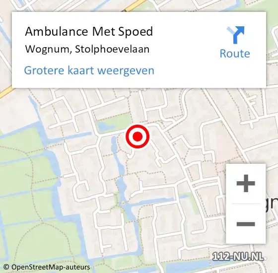 Locatie op kaart van de 112 melding: Ambulance Met Spoed Naar Wognum, Stolphoevelaan op 21 mei 2023 17:42