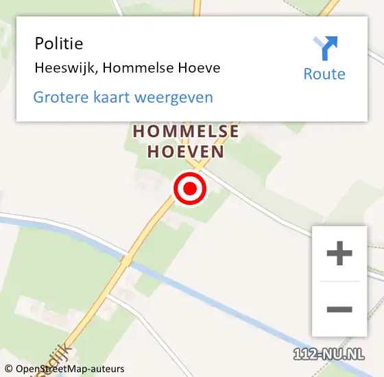 Locatie op kaart van de 112 melding: Politie Heeswijk, Hommelse Hoeve op 21 mei 2023 17:44