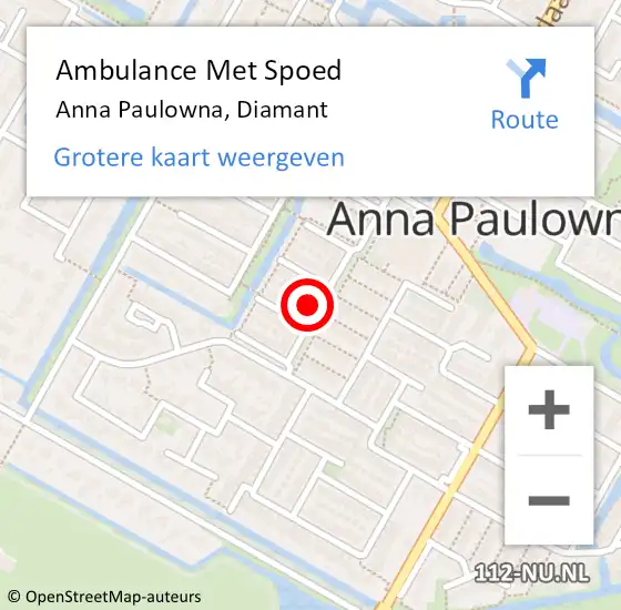 Locatie op kaart van de 112 melding: Ambulance Met Spoed Naar Anna Paulowna, Diamant op 21 mei 2023 17:59