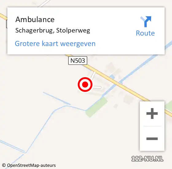 Locatie op kaart van de 112 melding: Ambulance Schagerbrug, Stolperweg op 21 mei 2023 18:09