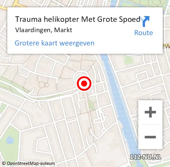 Locatie op kaart van de 112 melding: Trauma helikopter Met Grote Spoed Naar Vlaardingen, Markt op 21 mei 2023 18:11