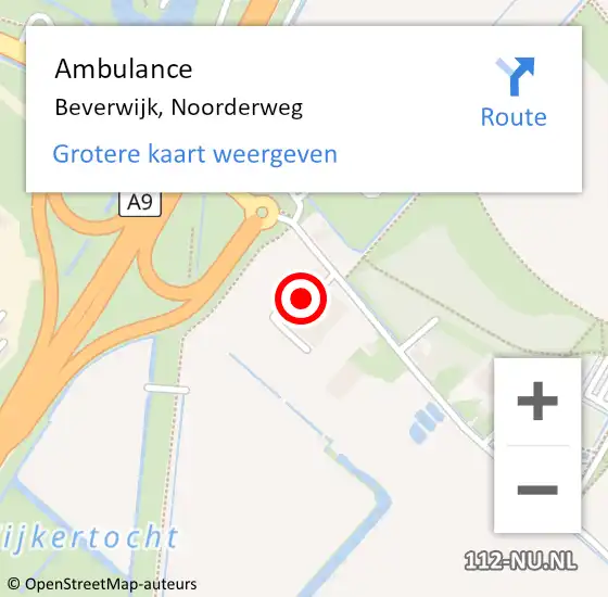 Locatie op kaart van de 112 melding: Ambulance Beverwijk, Noorderweg op 21 mei 2023 18:41