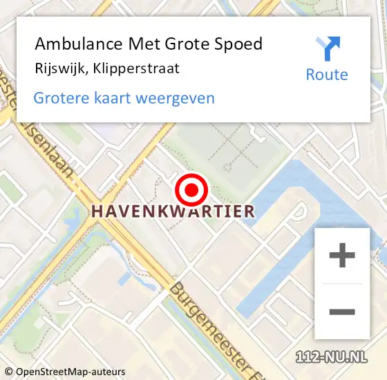 Locatie op kaart van de 112 melding: Ambulance Met Grote Spoed Naar Rijswijk, Klipperstraat op 21 mei 2023 18:50