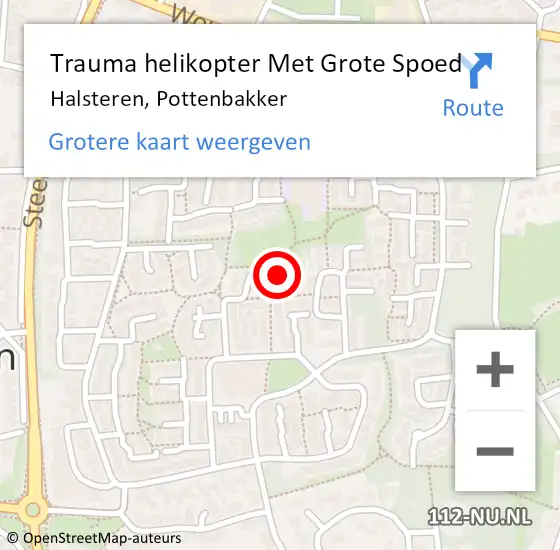 Locatie op kaart van de 112 melding: Trauma helikopter Met Grote Spoed Naar Halsteren, Pottenbakker op 21 mei 2023 18:50