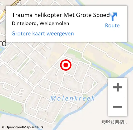 Locatie op kaart van de 112 melding: Trauma helikopter Met Grote Spoed Naar Dinteloord, Weidemolen op 21 mei 2023 18:55