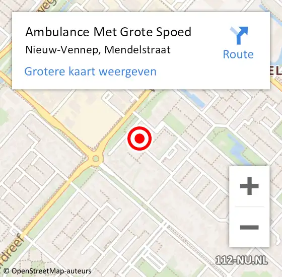 Locatie op kaart van de 112 melding: Ambulance Met Grote Spoed Naar Nieuw-Vennep, Mendelstraat op 21 mei 2023 19:00