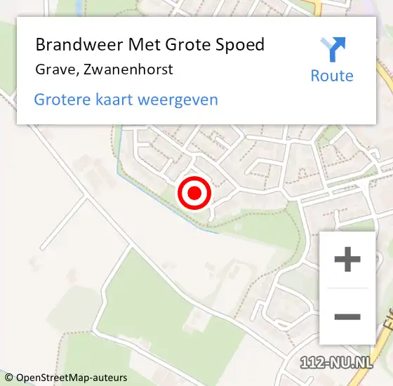 Locatie op kaart van de 112 melding: Brandweer Met Grote Spoed Naar Grave, Zwanenhorst op 21 mei 2023 19:28