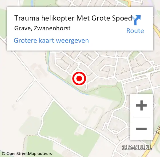 Locatie op kaart van de 112 melding: Trauma helikopter Met Grote Spoed Naar Grave, Zwanenhorst op 21 mei 2023 19:29