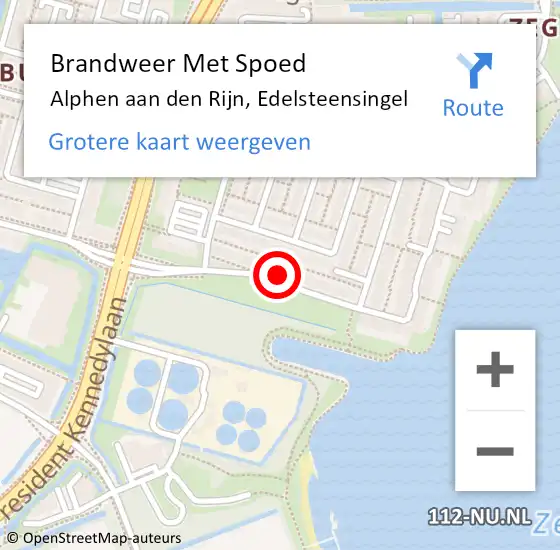 Locatie op kaart van de 112 melding: Brandweer Met Spoed Naar Alphen aan den Rijn, Edelsteensingel op 21 mei 2023 19:57